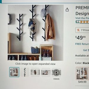 Brand New Black Stylish Wall Mounted Coat and Hat Rack